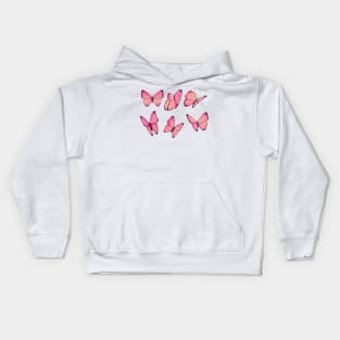 Pink cherry butterfly sticker pack Kids Hoodie